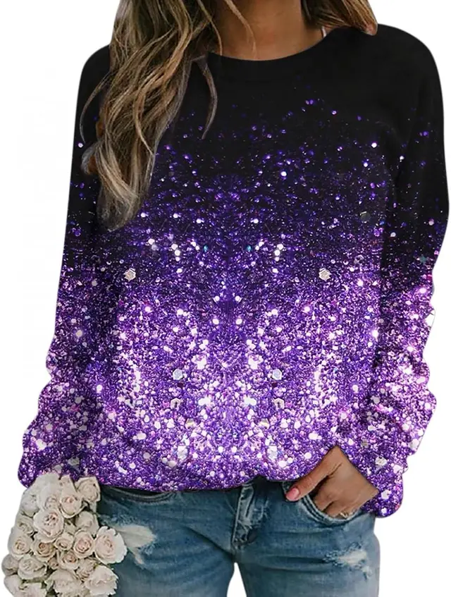 Snowflake Print Pullover Plus Size Women's Clothing Xakwy61 - Shop at LoveMi
