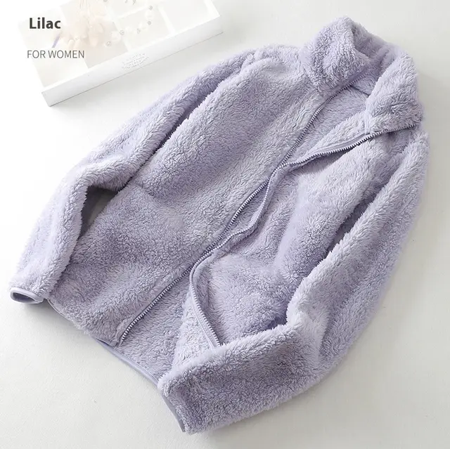 Women's Double sided Fleece Coral Warm Hand Top Light Purple - Shop at LoveMi