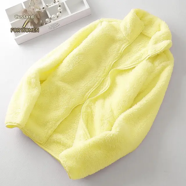 Women's Double sided Fleece Coral Warm Hand Top Yellow - Shop at LoveMi