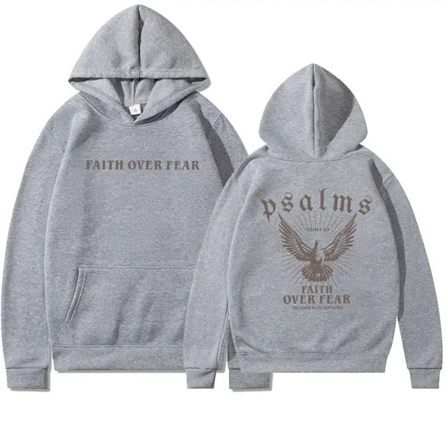 Hoodie Bible Scripture Pattern Girly Style Sweatshirt Gray - Shop at LoveMi
