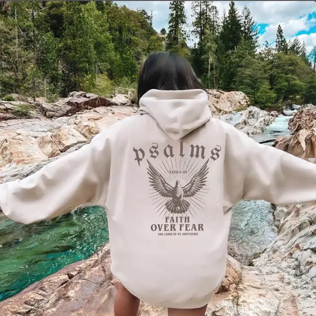 Hoodie Bible Scripture Pattern Girly Style Sweatshirt Khaki - Shop at LoveMi