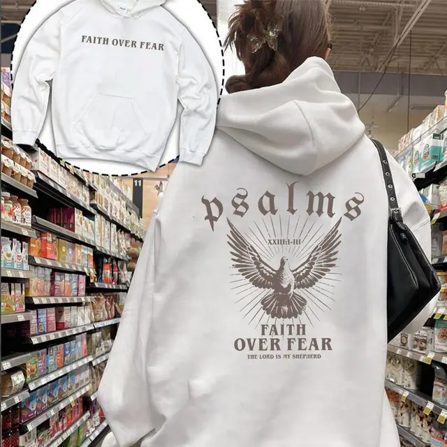 Hoodie Bible Scripture Pattern Girly Style Sweatshirt White - Shop at LoveMi