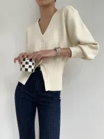 V-neck Sweater Coat Women's Loose Cardigan - Off White