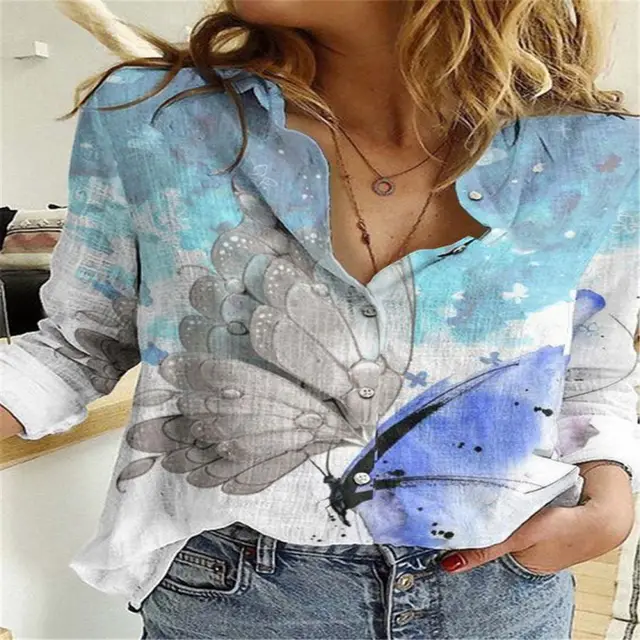 Women's Long Sleeve Lapel Geometric Print Fashion Casual Cardigan Sf57310 - Shop at LoveMi
