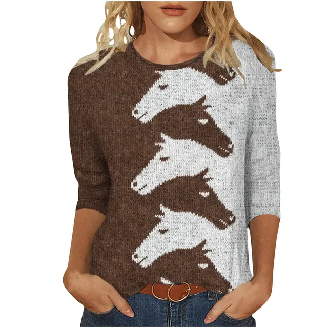 Fashion Digital Printed Round Neck Top For Women G7Z5865 - Shop at LoveMi
