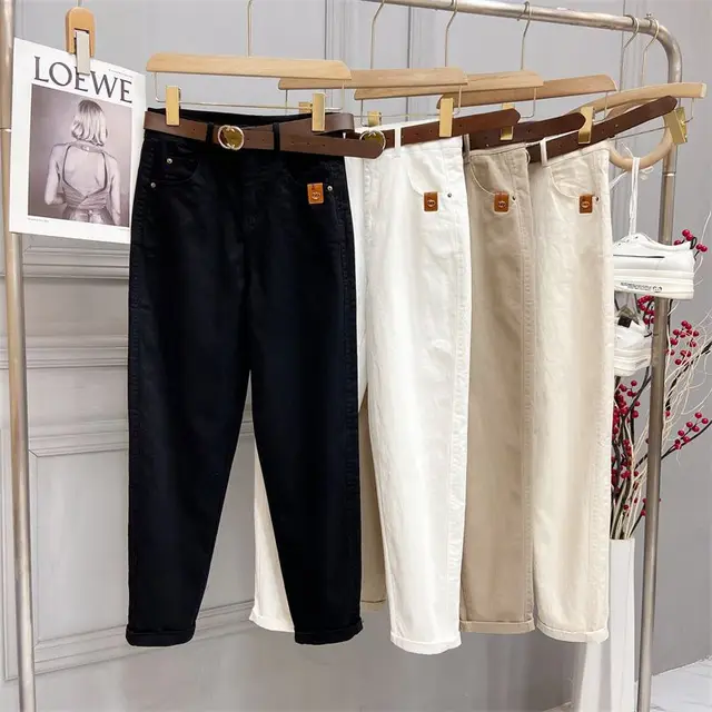 Plus Size Women's High Waist Denim Thick Trousers Black - Shop at LoveMi