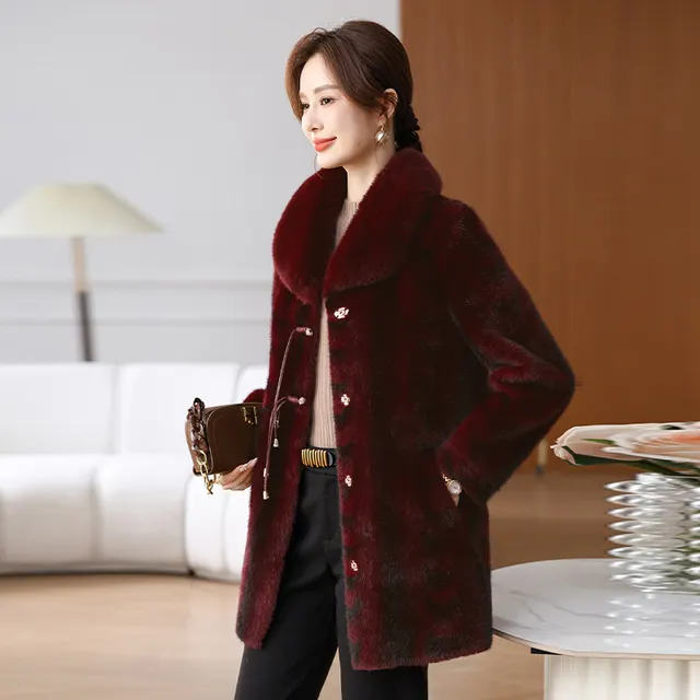 Winter Fashionable Stylish Loose Temperament Coat Dark Red - Shop at LoveMi