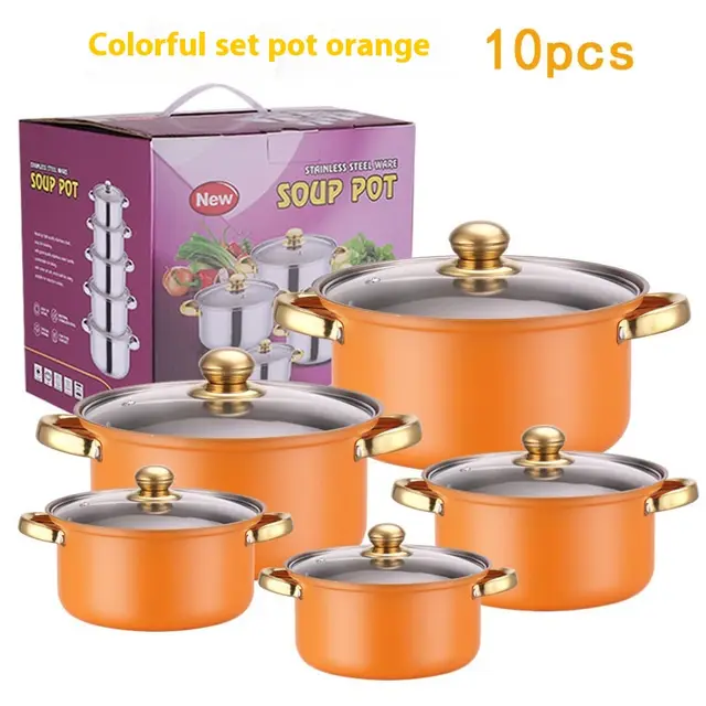 Stainless Steel Colorful 10 piece Set Orange - Shop at LoveMi