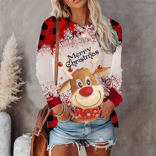 Round Neck T shirt Loose Casual Top Women Jyq4710405 - Shop at LoveMi