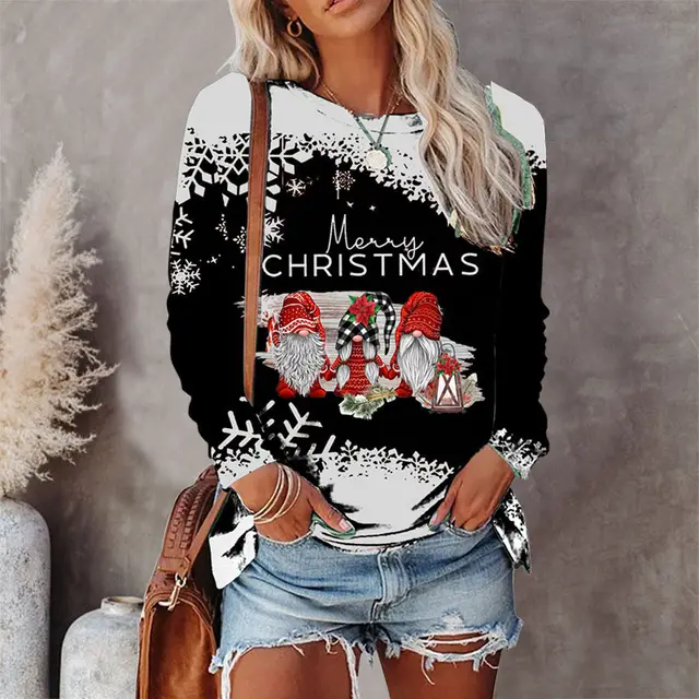 Round Neck T shirt Loose Casual Top Women Jyq4710409 - Shop at LoveMi