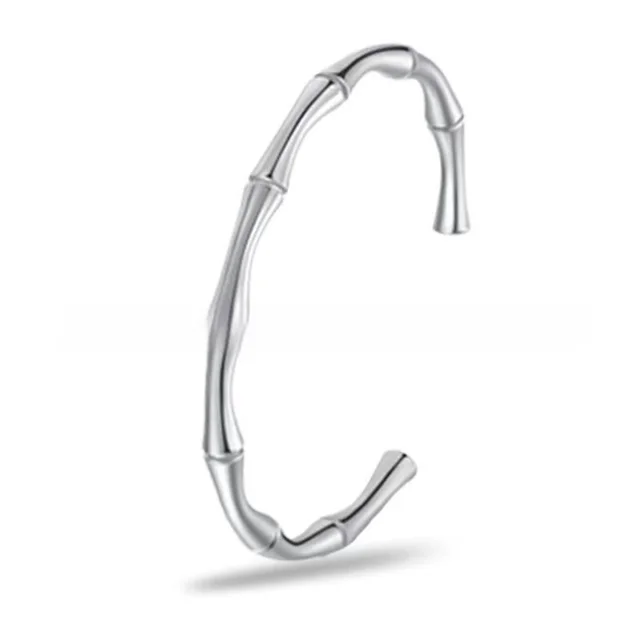 C Shaped Bracelet Bamboo Beaded Wheat Wfcc Bamboo Bracelet Silver - Shop at LoveMi