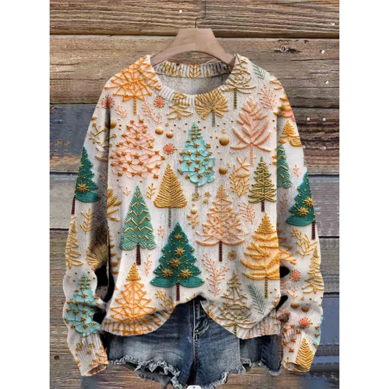 Abstract Style Digital Printing Drop shoulder Long sleeve Women's Sweater Casual All matching Twm175619 Xl - Shop at LoveMi