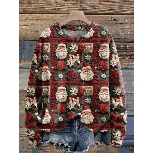 Abstract Style Digital Printing Drop shoulder Long sleeve Women's Sweater Casual All matching Twm175620 - Shop at LoveMi