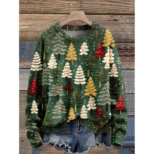 Abstract Style Digital Printing Drop shoulder Long sleeve Women's Sweater Casual All matching Twm175624 - Shop at LoveMi
