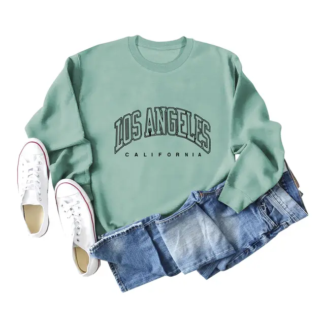 European And American Simple Letter Women's Long Sleeve Light Green Sweater - Shop at LoveMi