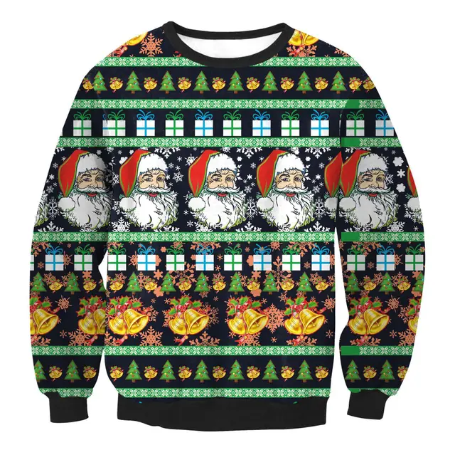 Christmas Sweater 3D Digital Printing Couple Wear Casual Round Neck Yx6872 - Shop at LoveMi