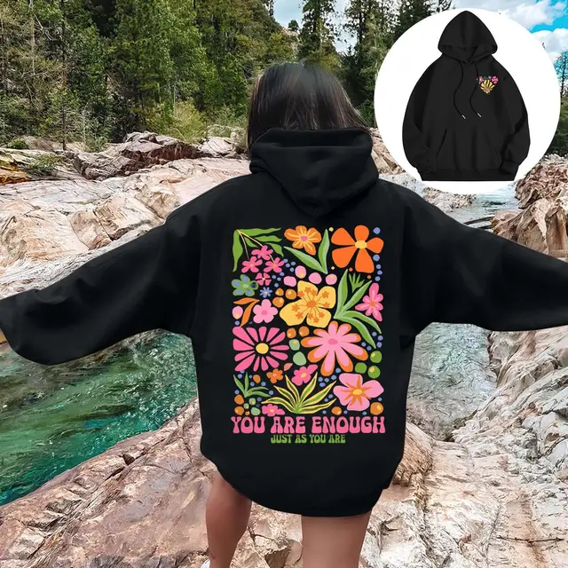 Autumn And Winter Long Sleeve Fleece lined Hooded Sweatshirt Black - Shop at LoveMi