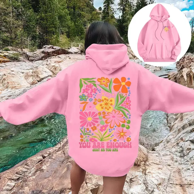 Autumn And Winter Long Sleeve Fleece lined Hooded Sweatshirt Pink - Shop at LoveMi