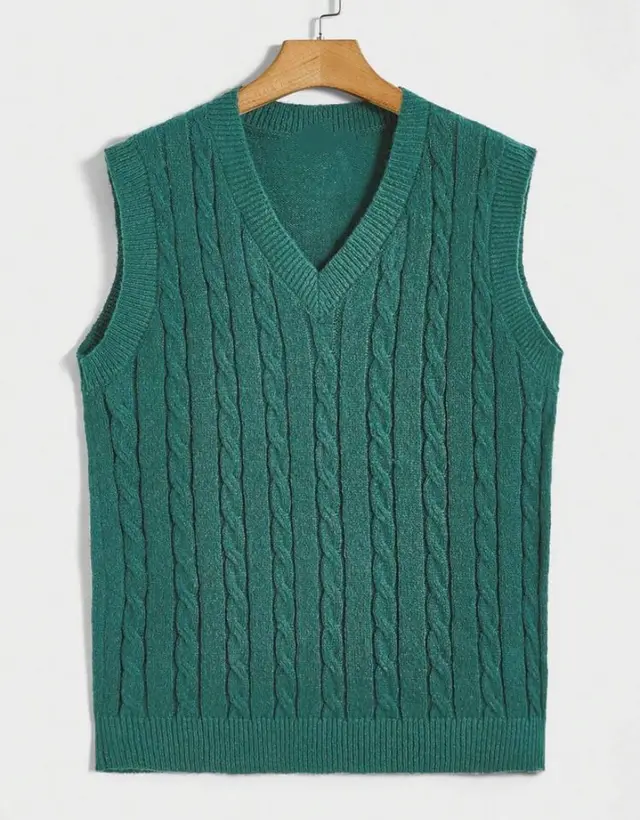 Women's Fashionable All match Knitted Sweater Vest Dark Green - Shop at LoveMi