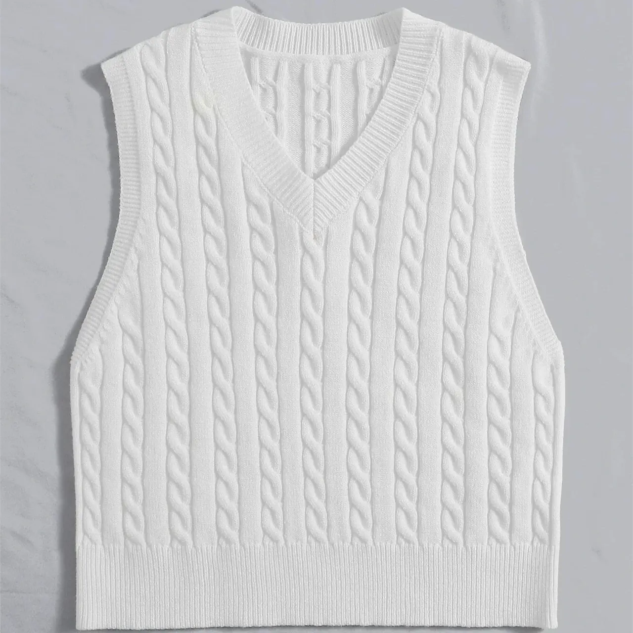 Women's Fashionable All-match Knitted Sweater Vest - White