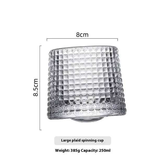 Whiskey Shot Glass Creative Rotational Home Crystal Glass Cup Large Plaid - Shop at LoveMi
