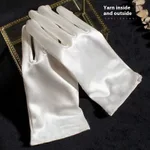 White Satin Glossy Gloves