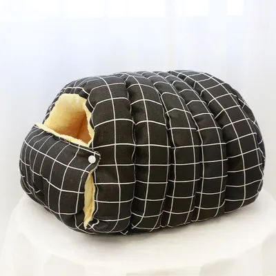 Four Seasons Universal Removable Washable House Closed Cat Kennel Enclosed Cat Nest Sleeping Bag With Plus Space Black Plaid - Shop at LoveMi