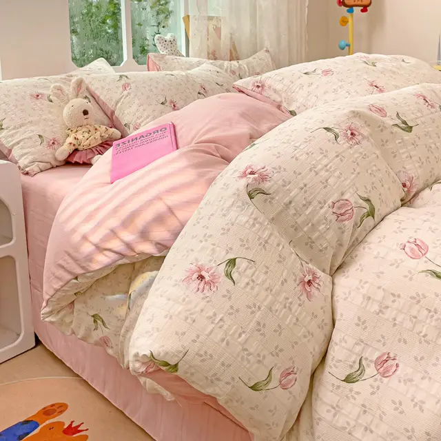 Class A Cloud Yarn Cotton Four piece Set Ins Style Flower Language Mengyuan - Shop at LoveMi