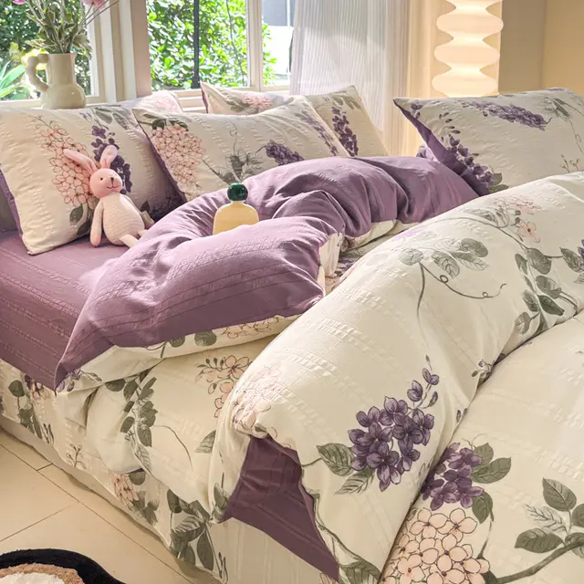 Class A Cloud Yarn Cotton Four piece Set Ins Style Grape Coffee - Shop at LoveMi