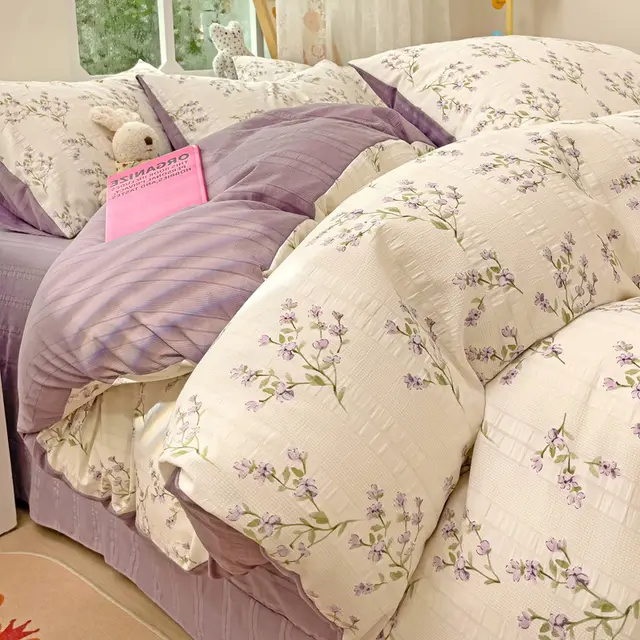 Class A Cloud Yarn Cotton Four piece Set Ins Style Ziyun Flower Dance - Shop at LoveMi