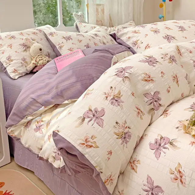 Class A Cloud Yarn Cotton Four piece Set Ins Style Ziyun Flower Dream - Shop at LoveMi