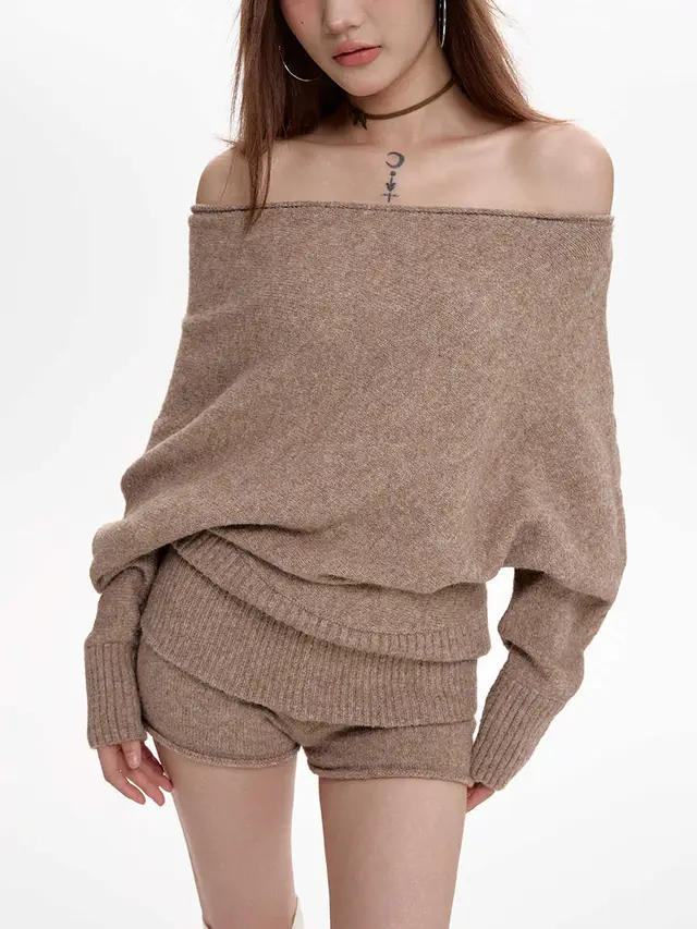 New High Waist Slimming Straight Pants Knitted Casual Pants Suit Camel Suit - Shop at LoveMi