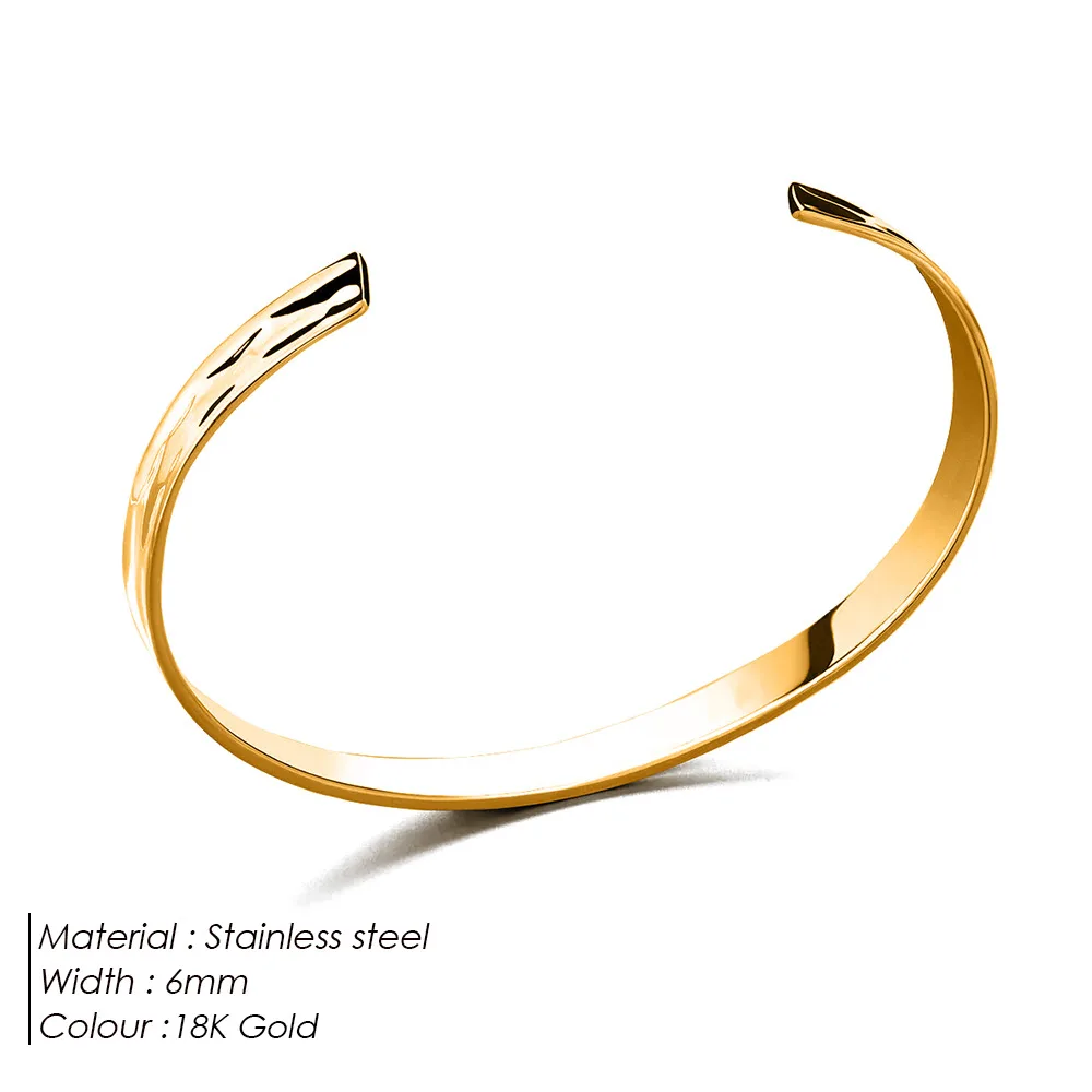 Accessories Stainless Steel Simple Stylish Opening Design Men's Bracelet 18K Gold - Shop at LoveMi
