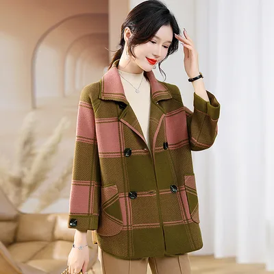 Fashionable Stylish Plaid Knitted Cardigan Coat 985 Yellow - Shop at LoveMi