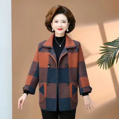 Fashionable Stylish Plaid Knitted Cardigan Coat Navy Blue - Shop at LoveMi