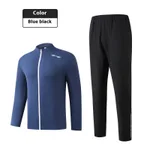 Blue Top Black Trousers