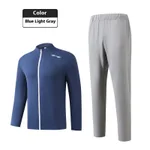 Blue Top Light Gray Pants