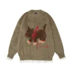Idle Style Dog American Retro Easy Matching Pullover Sweater - Coffee
