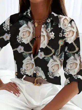 Long Sleeve Shirt Printed Women - 5 Style