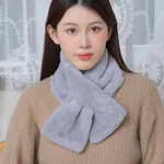 South Korea Chic Style Thickened Solid Color Furry Scarf - Solid Color Scarf Gray