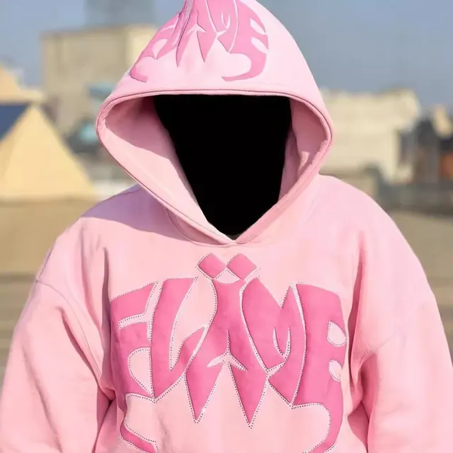 New Autumn And Winter Letter Foam Rhinestone Drawing Sweater Pink - Shop at LoveMi