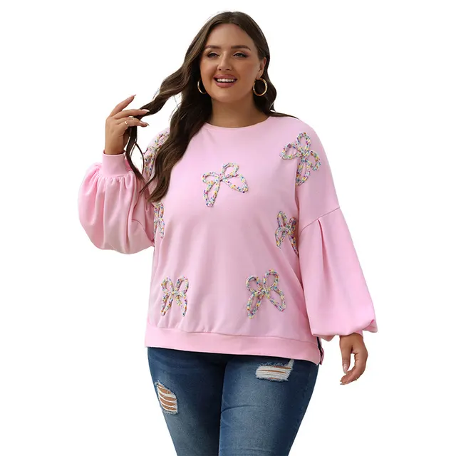 Winter New Loose All matching Crew Neck Pullover Sweatshirt Women Pink - Shop at LoveMi