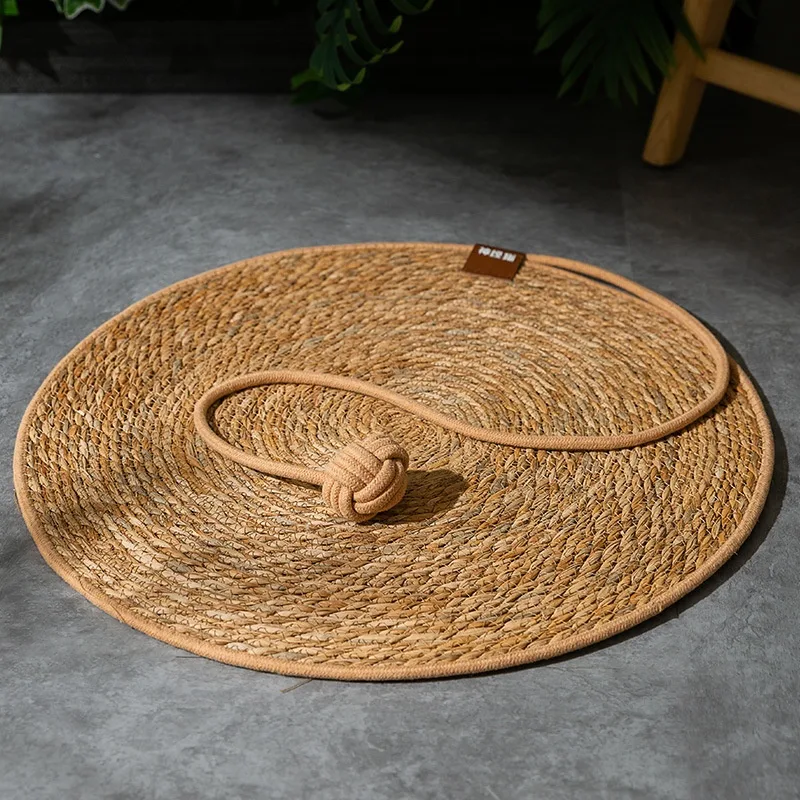 Natural Papyrus Round Rattan Cat Scratching Pad No Dandruff Pet Windy Brown Ball - Shop at LoveMi