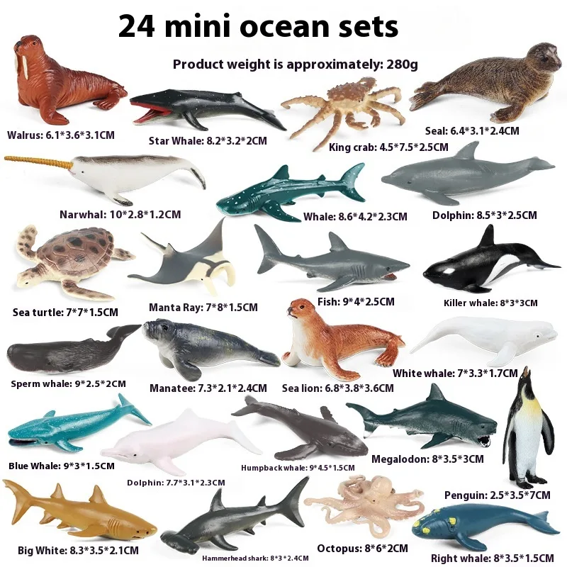 Simulation Marine Animal Model Children's Cognitive Toy Js Mini Ocean 24 Suit - Shop at LoveMi