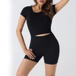 Black Suit Short Sleeve Shorts