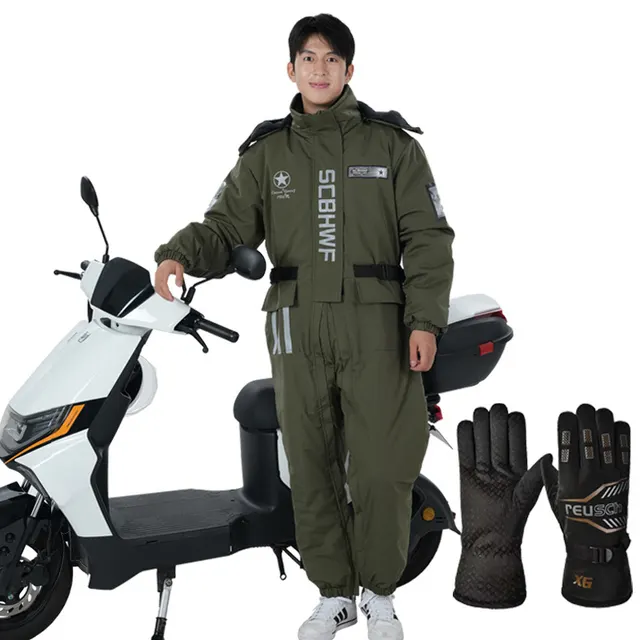 Winter Outdoors Cold proof Cycling One piece Work Clothes Army Green Gloves Buggy Bag - Shop at LoveMi