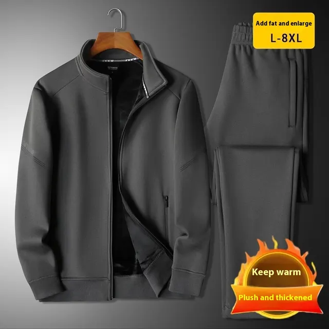 Plus sized Plus sized Sports Suit Thickened Fleece lined Warm Velvet Gray - Shop at LoveMi