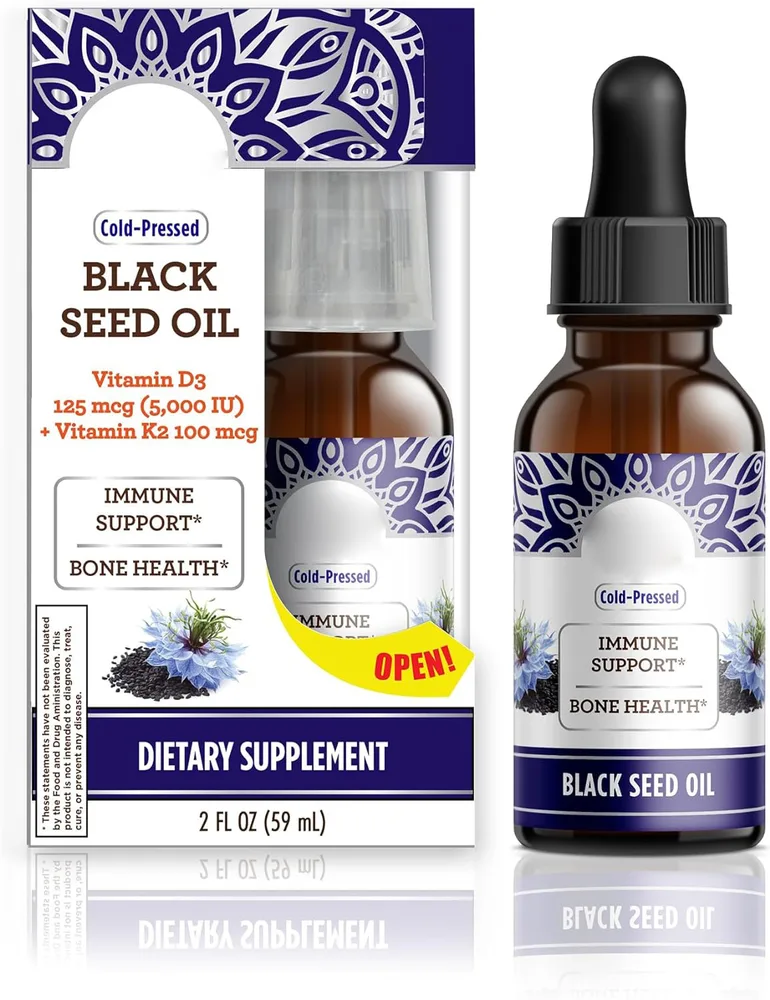 Black Seed Oil Drops Contain Vitamins - 60Ml
