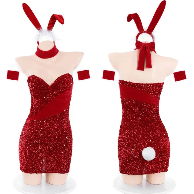New Year Furry Tramsparent Yarn Suit Sexy Lingerie Red - Shop at LoveMi