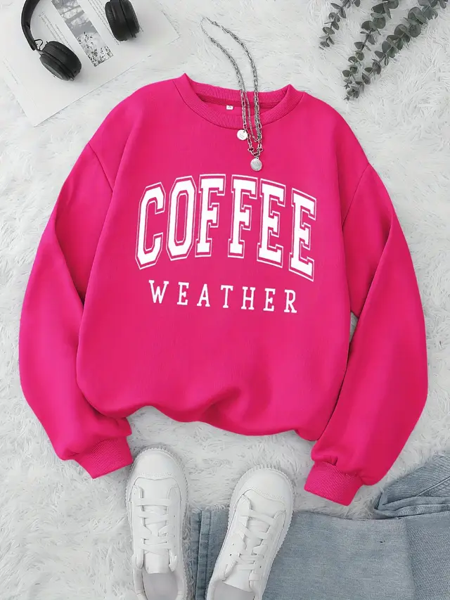 Brown Letters Printed Autumn Leisure Long Sleeve Round Neck Pullover Sweater Women 5Style - Shop at LoveMi